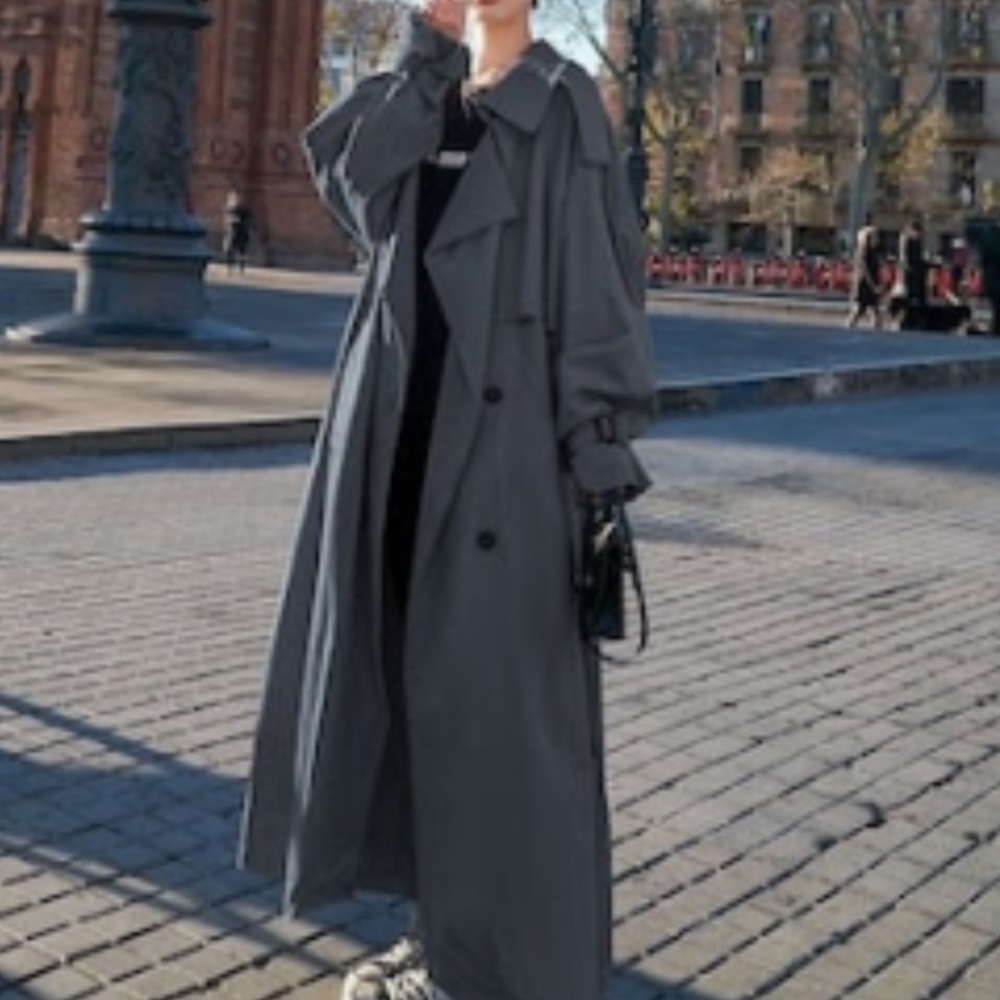 Oversized Trench Coat in Gray